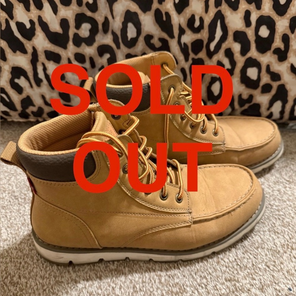 Levi Strauss & Co. Tan Leather Moc-Toe Boots Size 8 Men's